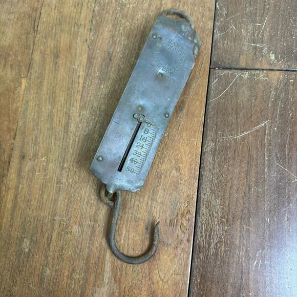 Frary Hanging Scale Vintage‎ 1950s Metal Hook Ring Spring Balance 50 Pounds lbs - Picture 1 of 3